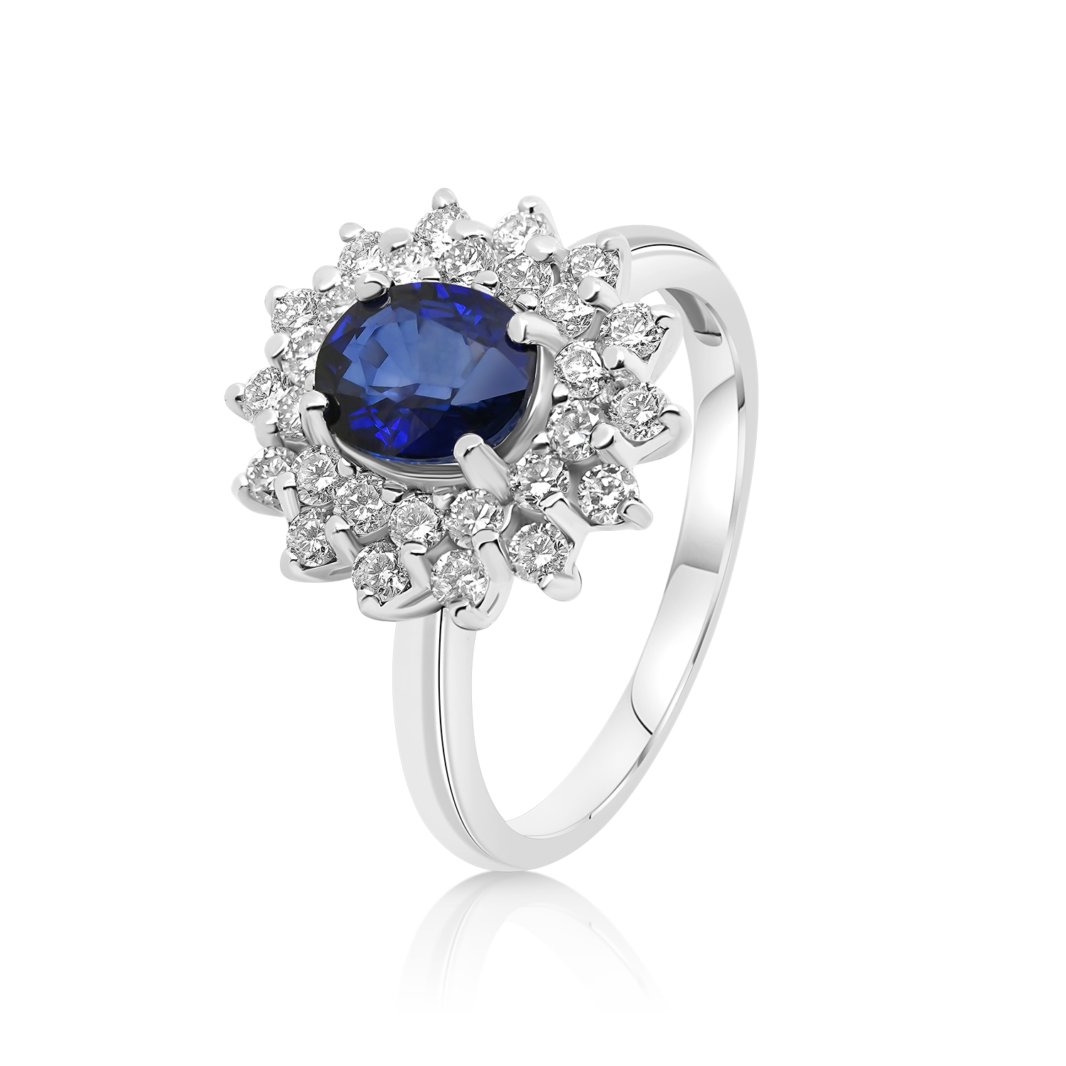 Inel din aur alb de 18K cu Safir natural certificat AIG