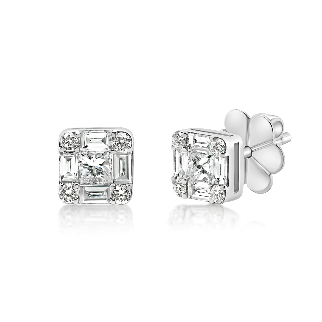 Cercei din aur alb de 18K cu Diamante naturale