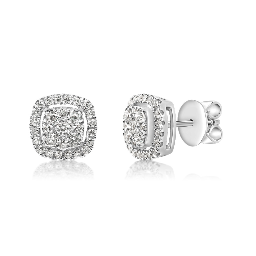 Cercei din aur alb de 18K cu Diamante naturale